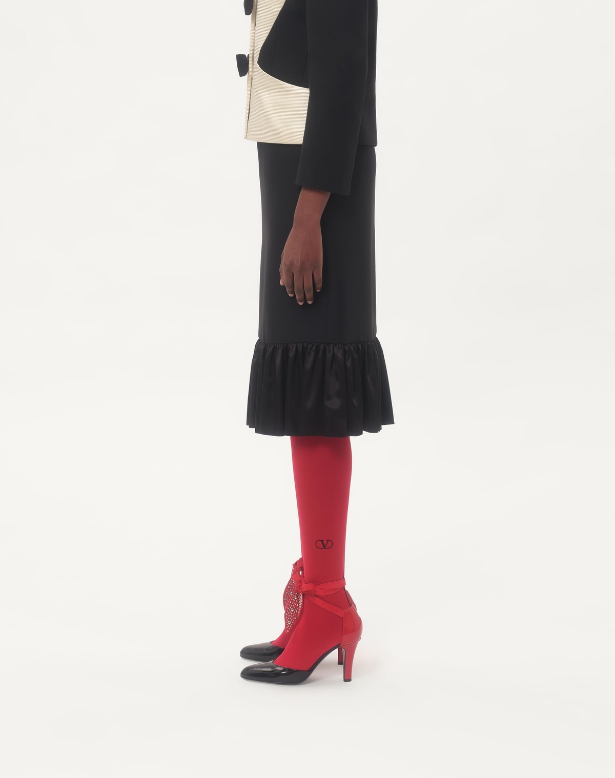 Valentino Black Crepe Couture Skirt In Black
