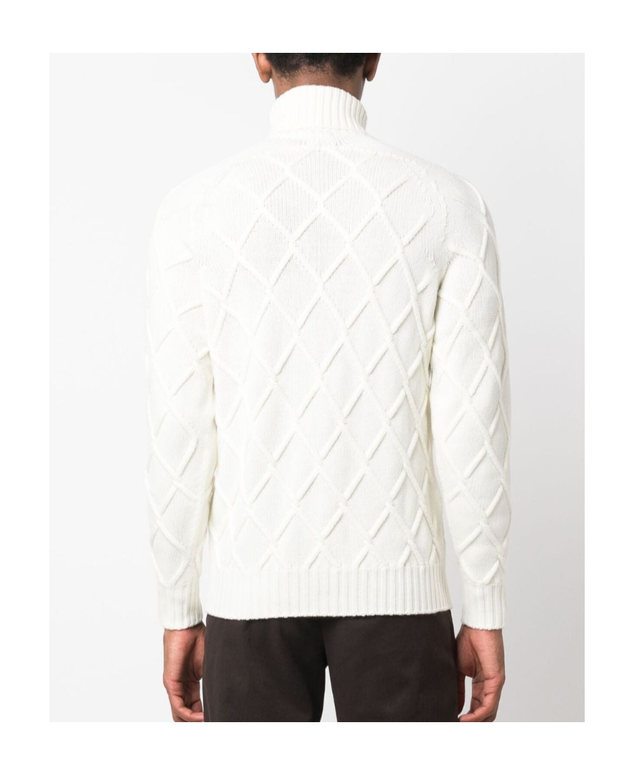 Drumohr Lattice-knit Merino Jumper In White