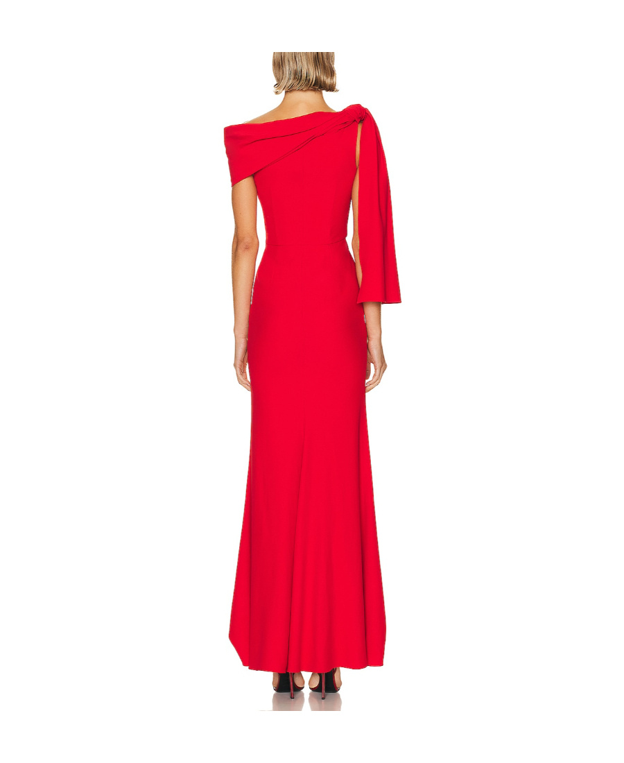 Alexander Mcqueen Draped Off-shoulder Gown In Red