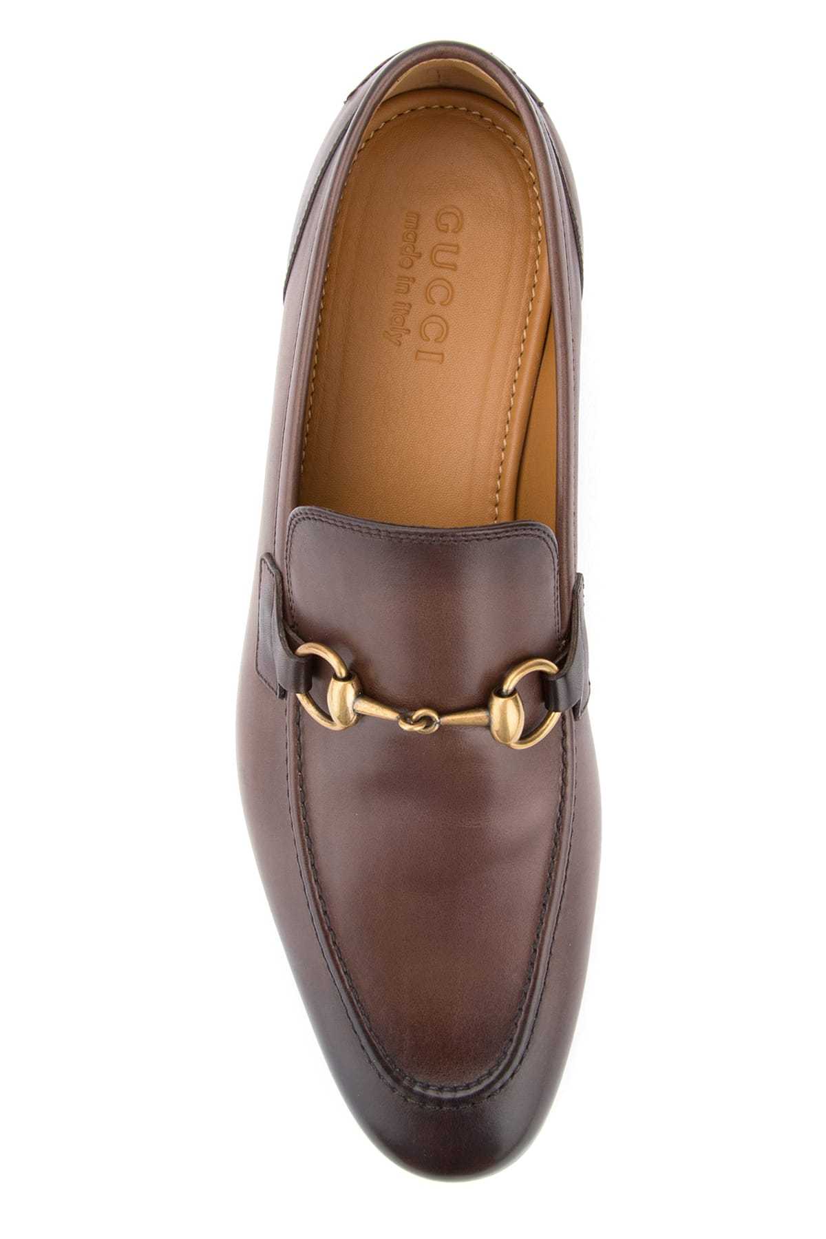 Gucci Men Jordaan Leather Loafers In Brown
