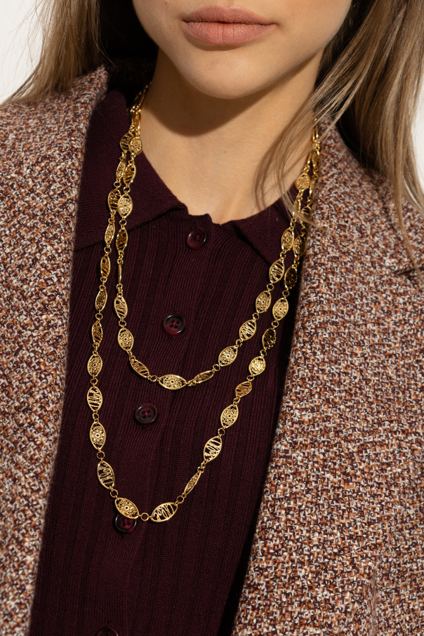 Chloé Logo-charm Necklace In Yellow