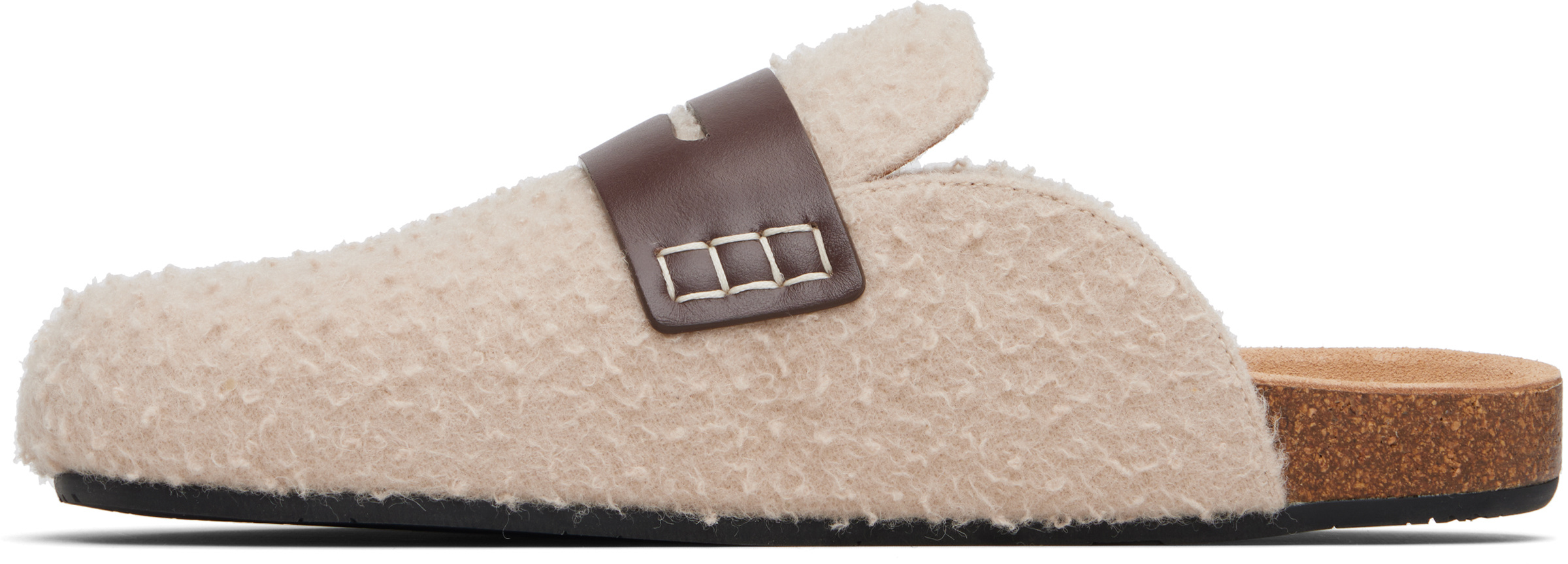 Jw Anderson Beige Felt Loafers In White