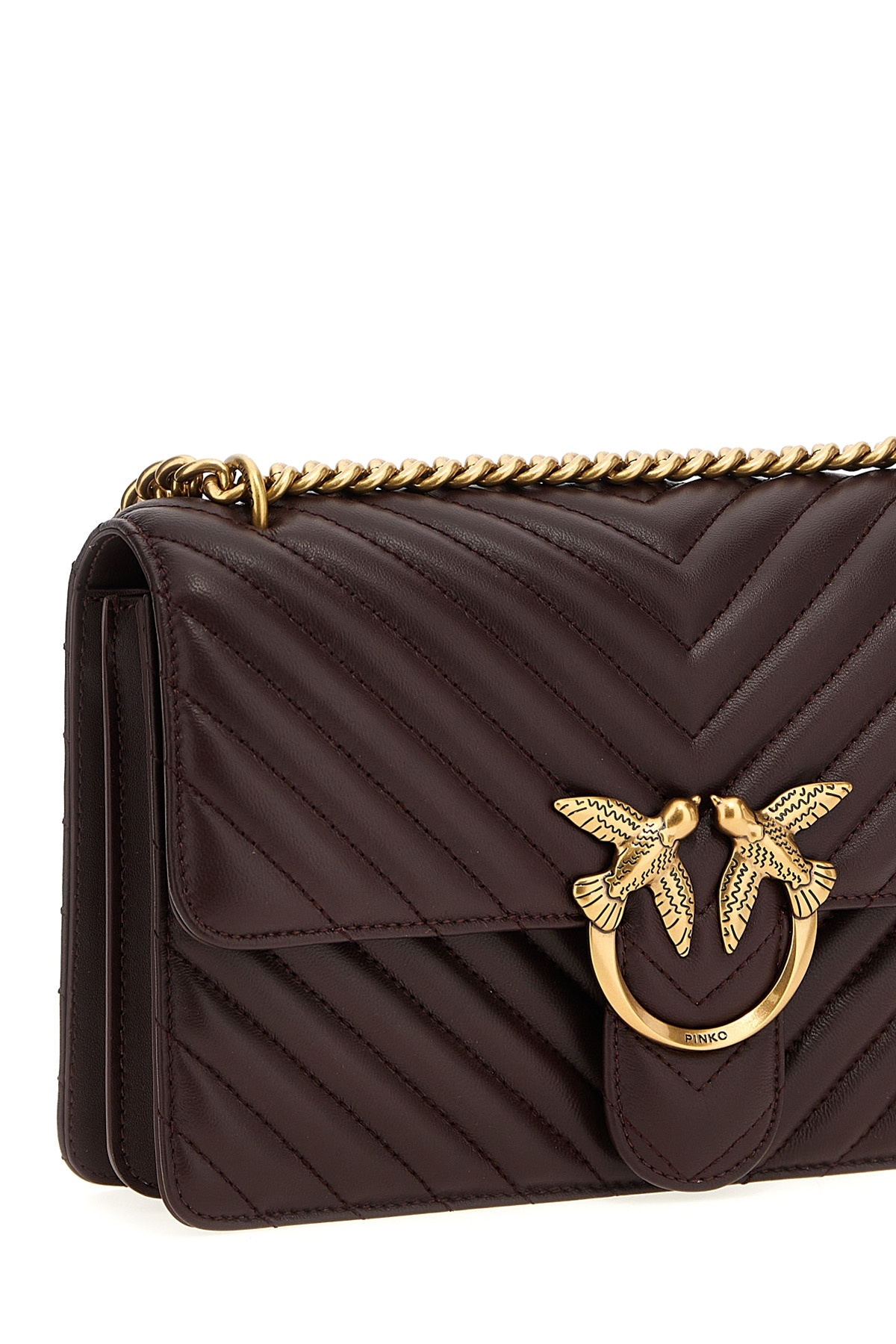 Shop Pinko Classic Love One Chevron Crossbody Bag In Black