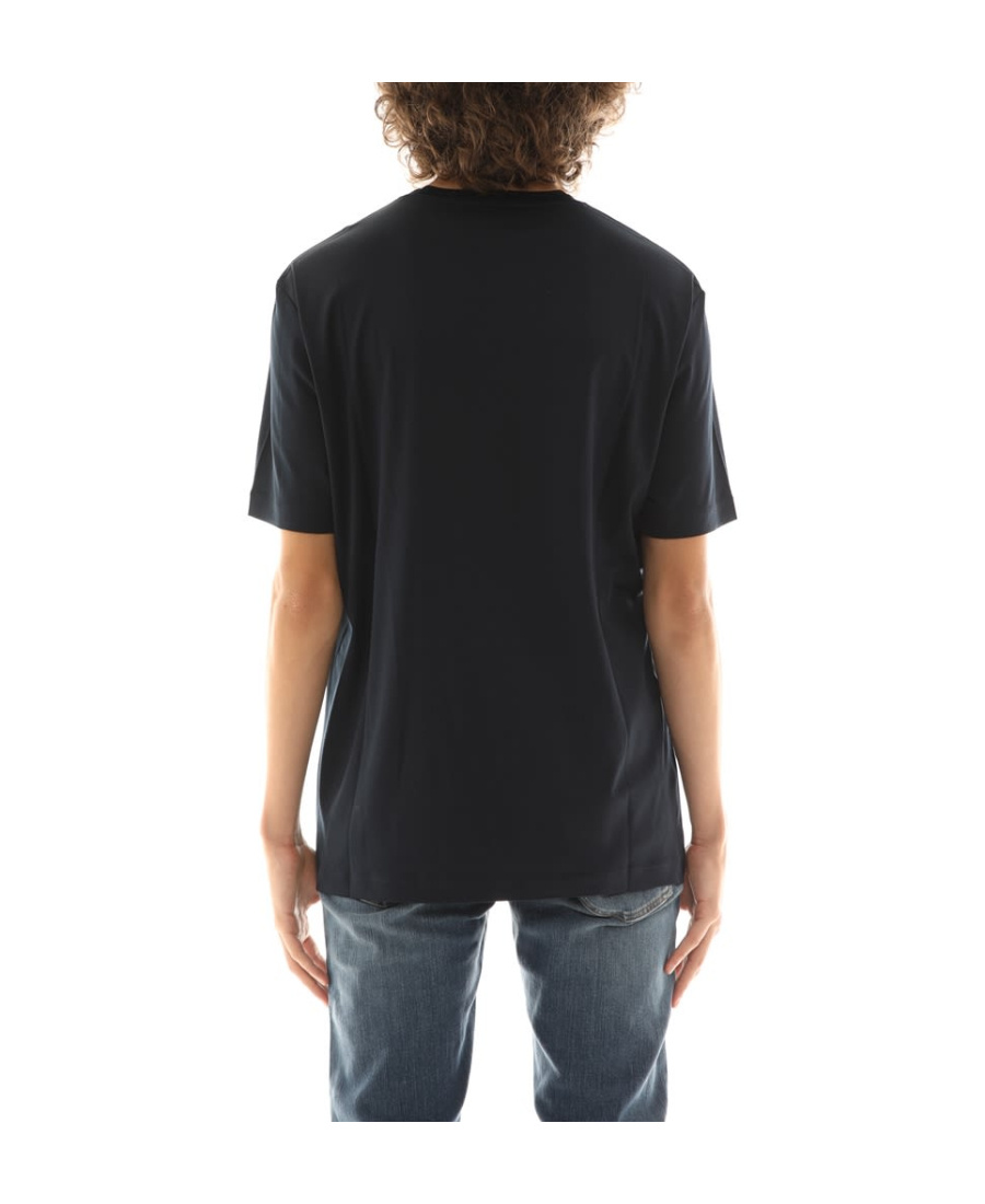 Giorgio Armani Official Store Stretch Viscose Bamboo Jersey T-shirt With Ga Embroidery In Black