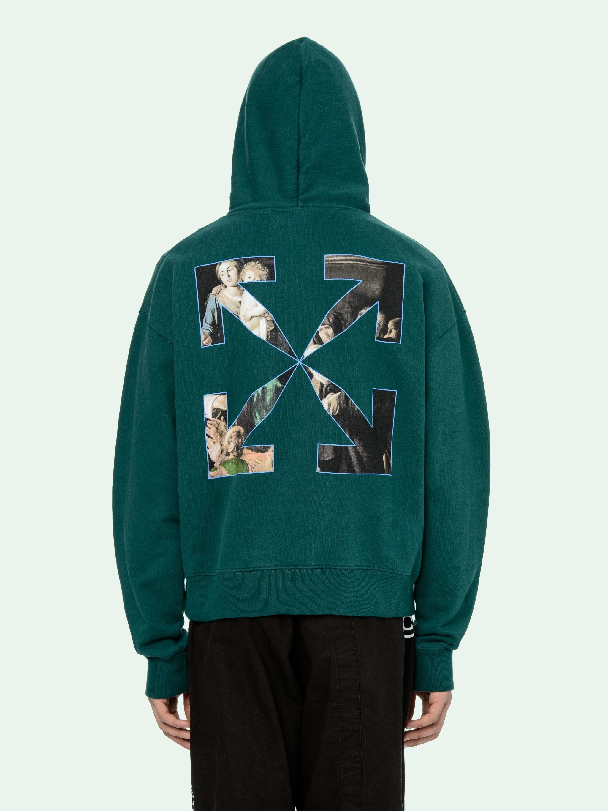 Off-white Fw20 Caravaggio Loose Hooded Pullover Men Green