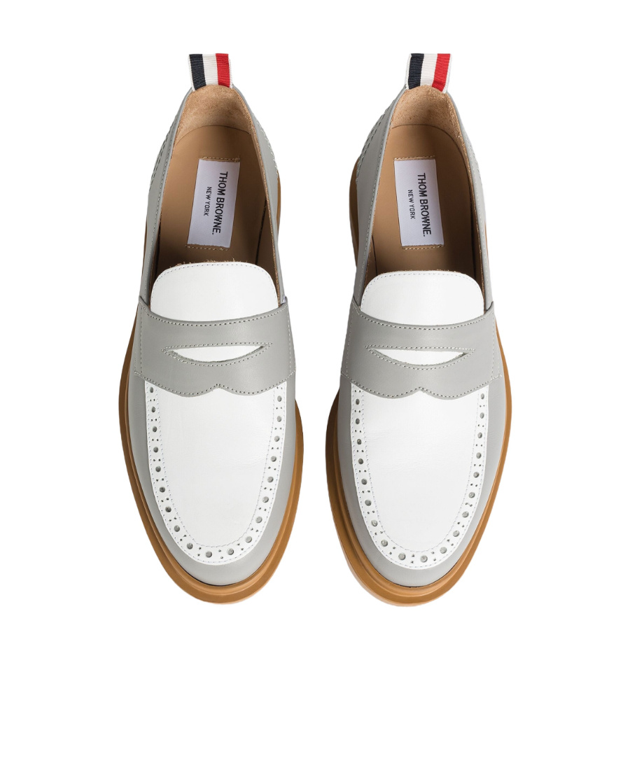 Thom Browne Two-toned Penny Loafers In Gray