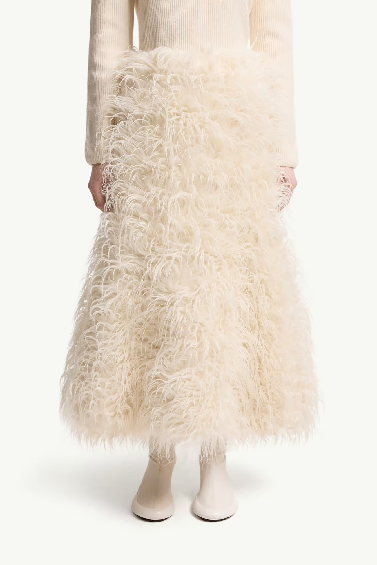 Moncler X Jil Sander Textured Midi Skirt In Neutral