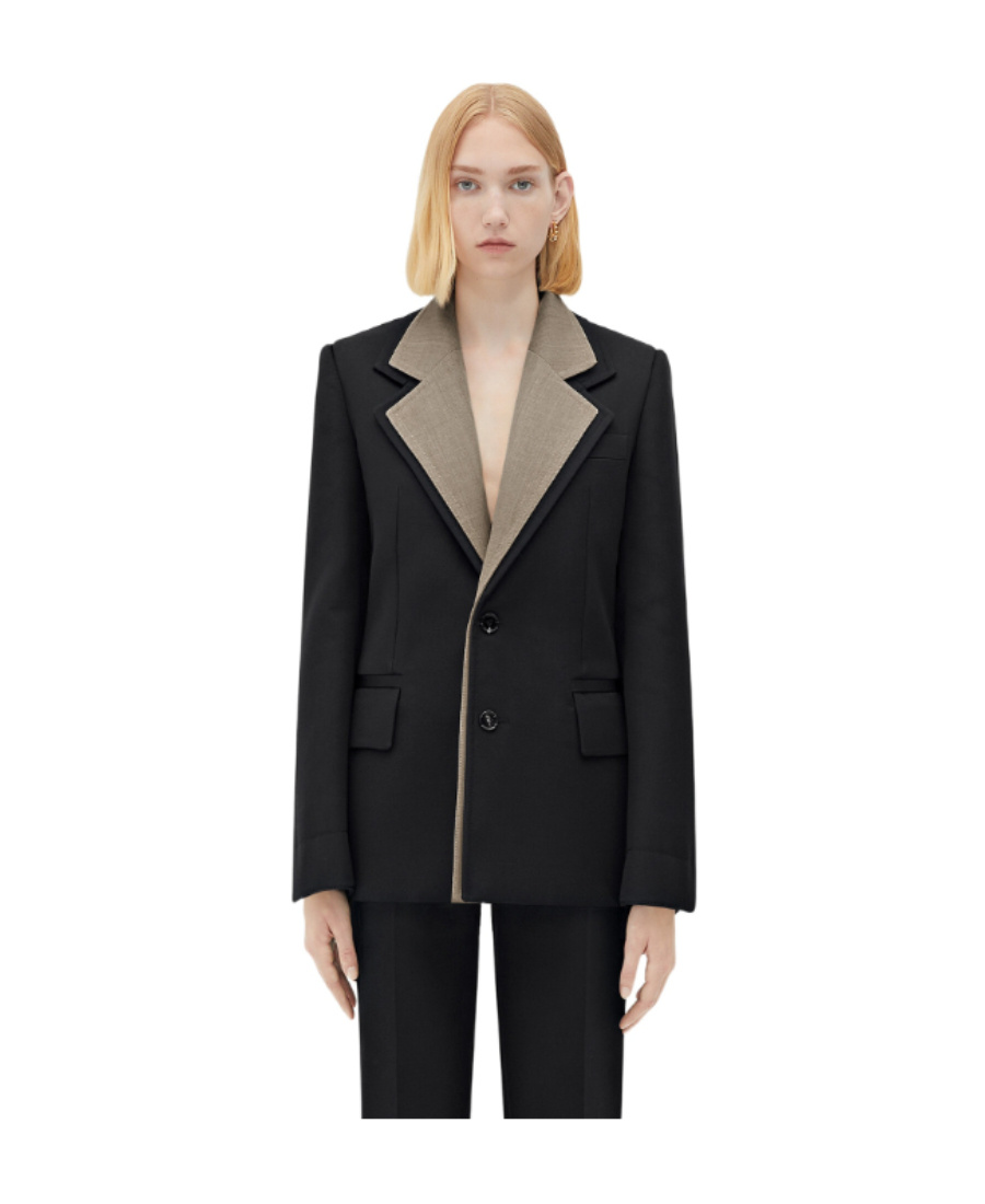 Bottega Veneta Single-breasted Long-sleeved Suit Jacket In Black