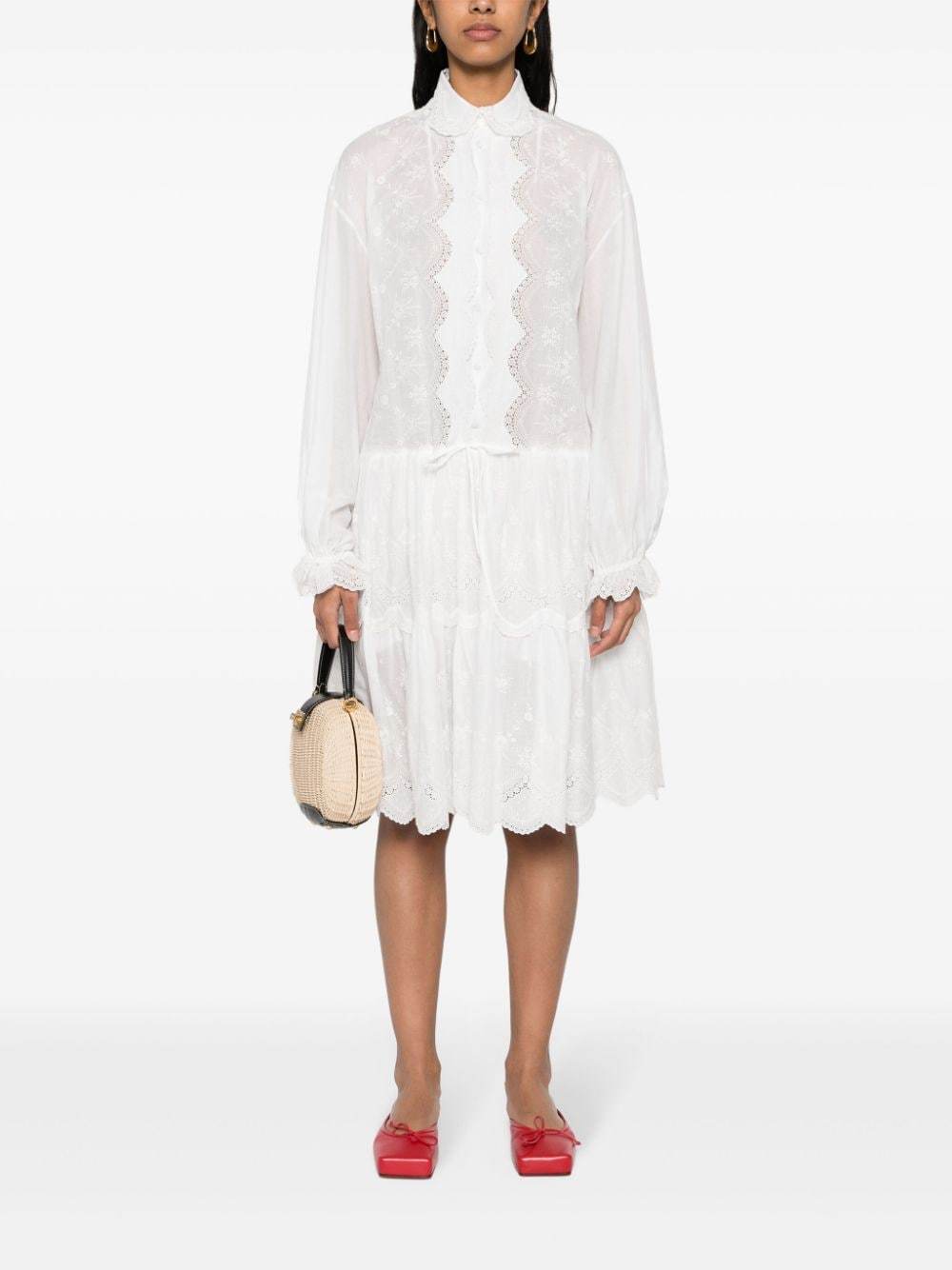 Ermanno Scervino Floral-embroidery Mini Dress In White