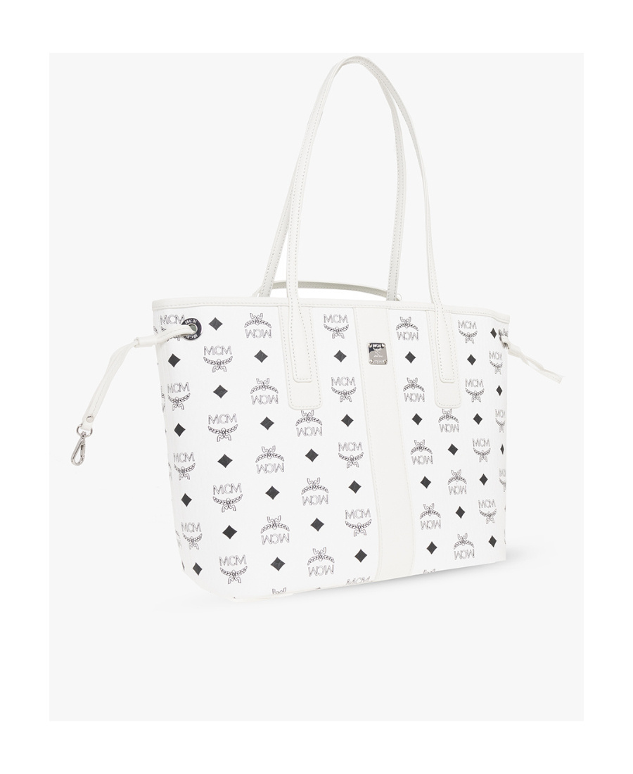 Mcm White Canvas Reversible Liz Shopping Bag In White