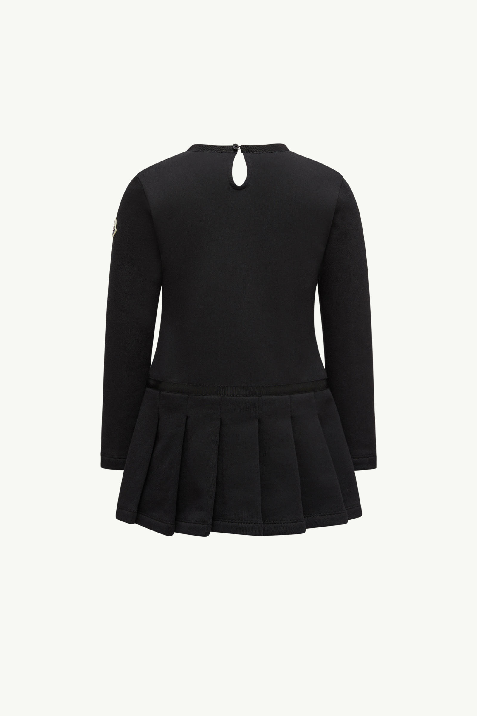 Moncler Abito In Cotone Plissettato Con Logo Teddy In Black