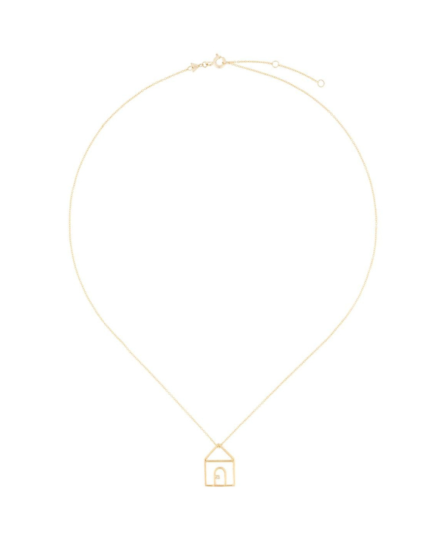 Aliita 9kt Yellow Gold Diamond House Pendant Necklace In Gold