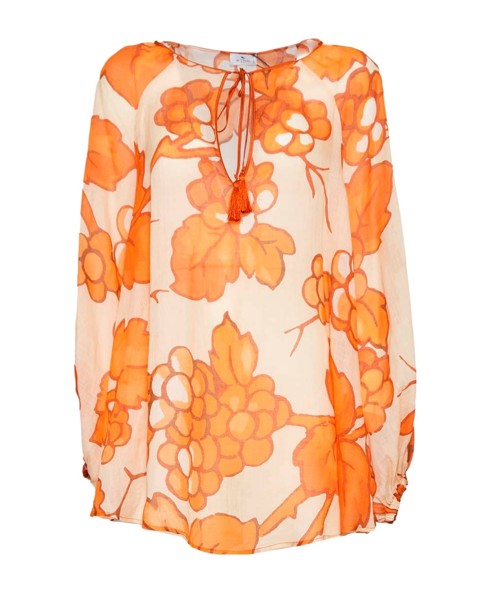 Etro Floral Printed Blouse In Orange