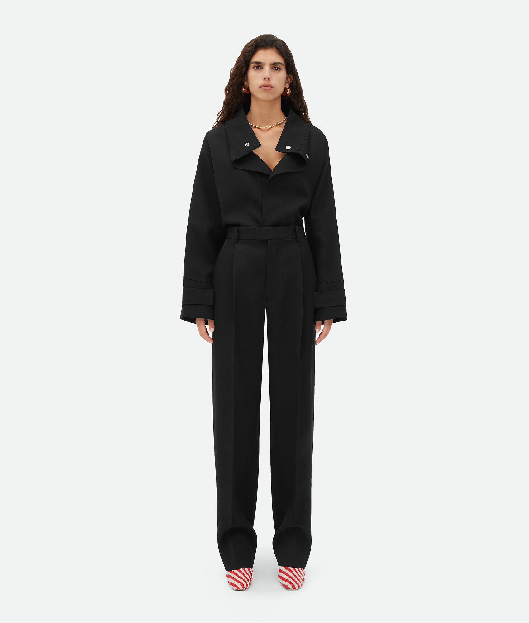Bottega Veneta Twill Wool Tapered Trousers In Black