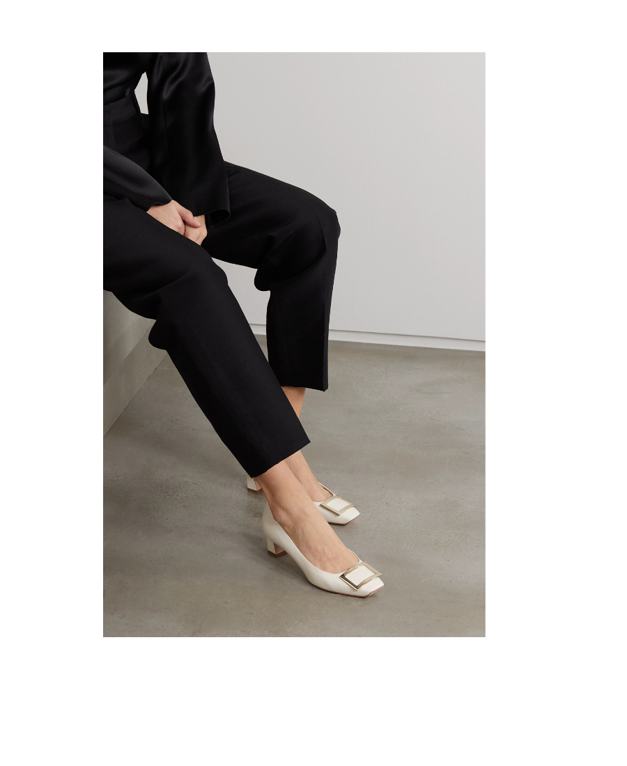 Roger Vivier Trompette Embellished Buckle Pumps In White