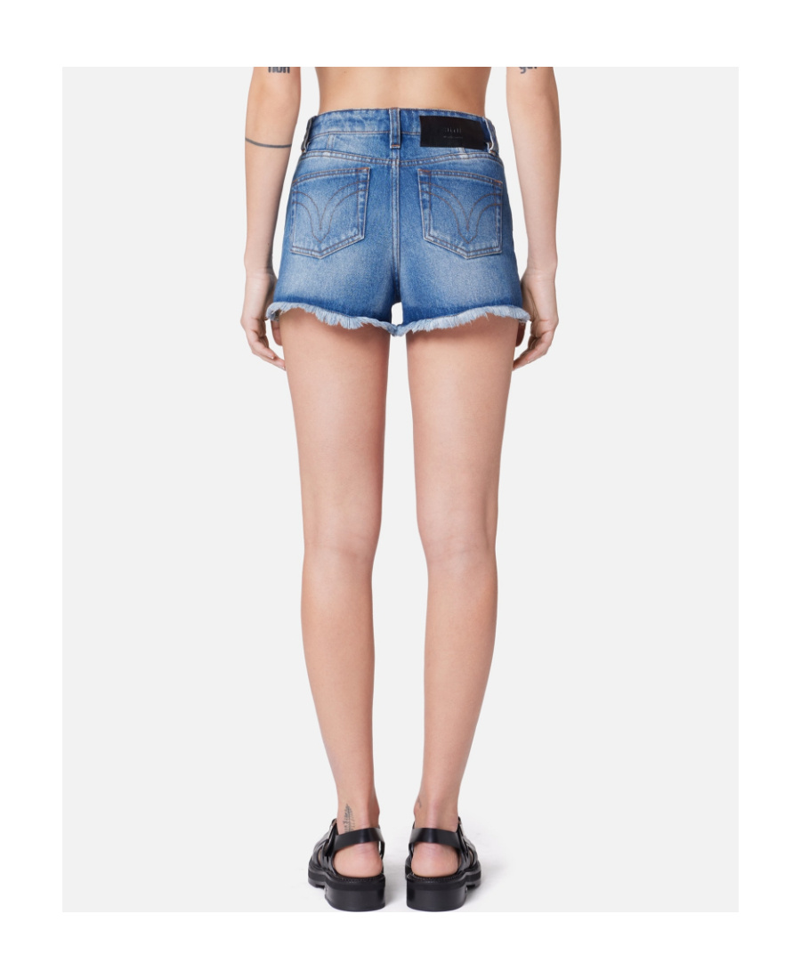 Ami Alexandre Mattiussi Frayed Denim Mini Shorts In Blue