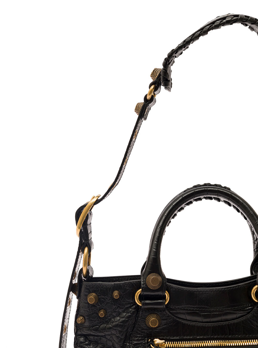 Balenciaga Green Leather Shoulder Handbag With Magnetic Closure And Metal Details In Black