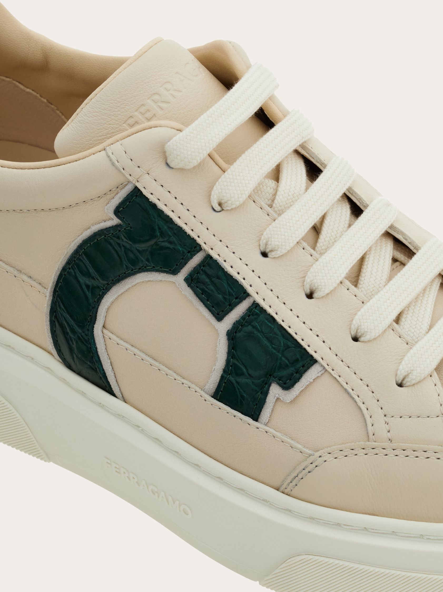 Ferragamo Gancini Logo Low-top Sneakers In Multi