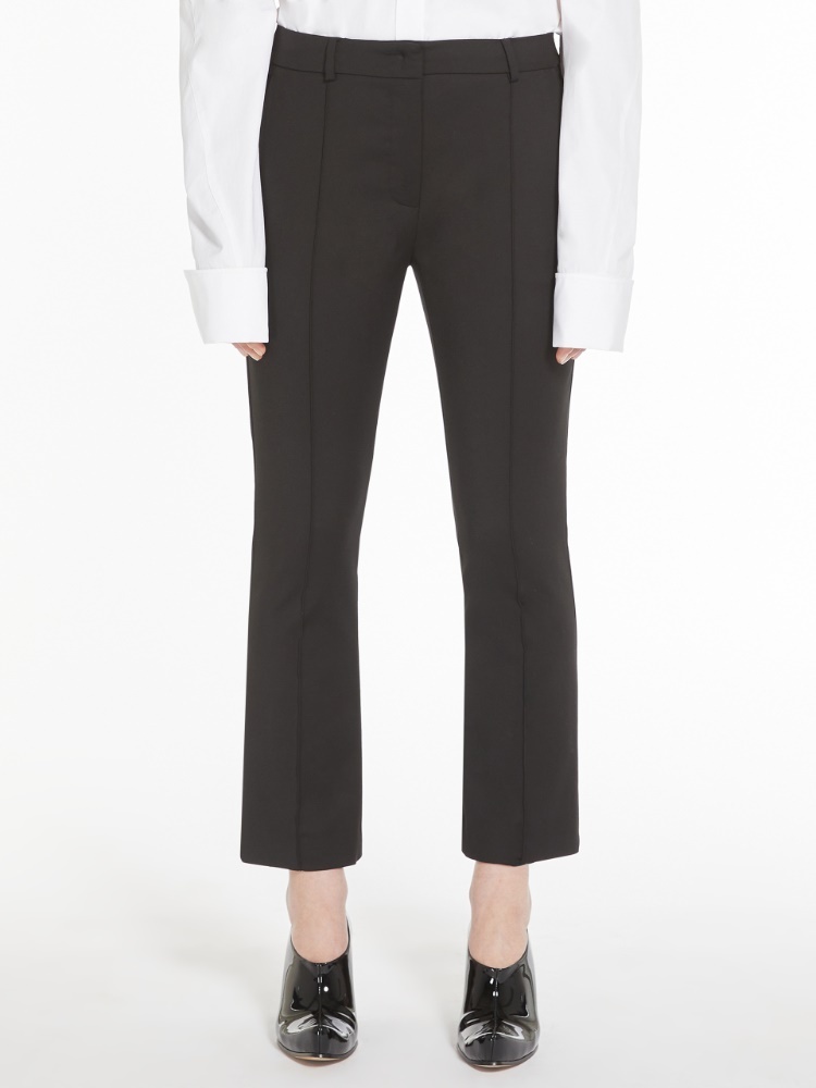 Sportmax Wool Trousers With High Waist And Zipped Slits In Black