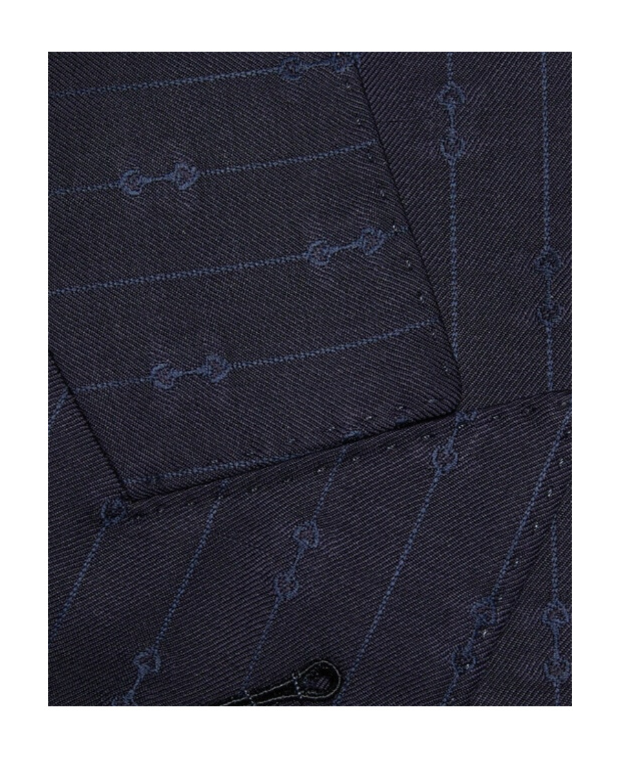 Gucci Horsebit Striped Wool Jacket In Blue