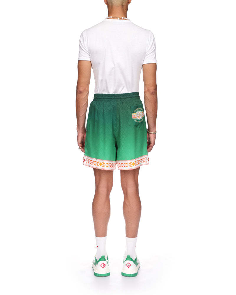 Casablanca Unity Is Power Print Silk Shorts In Green