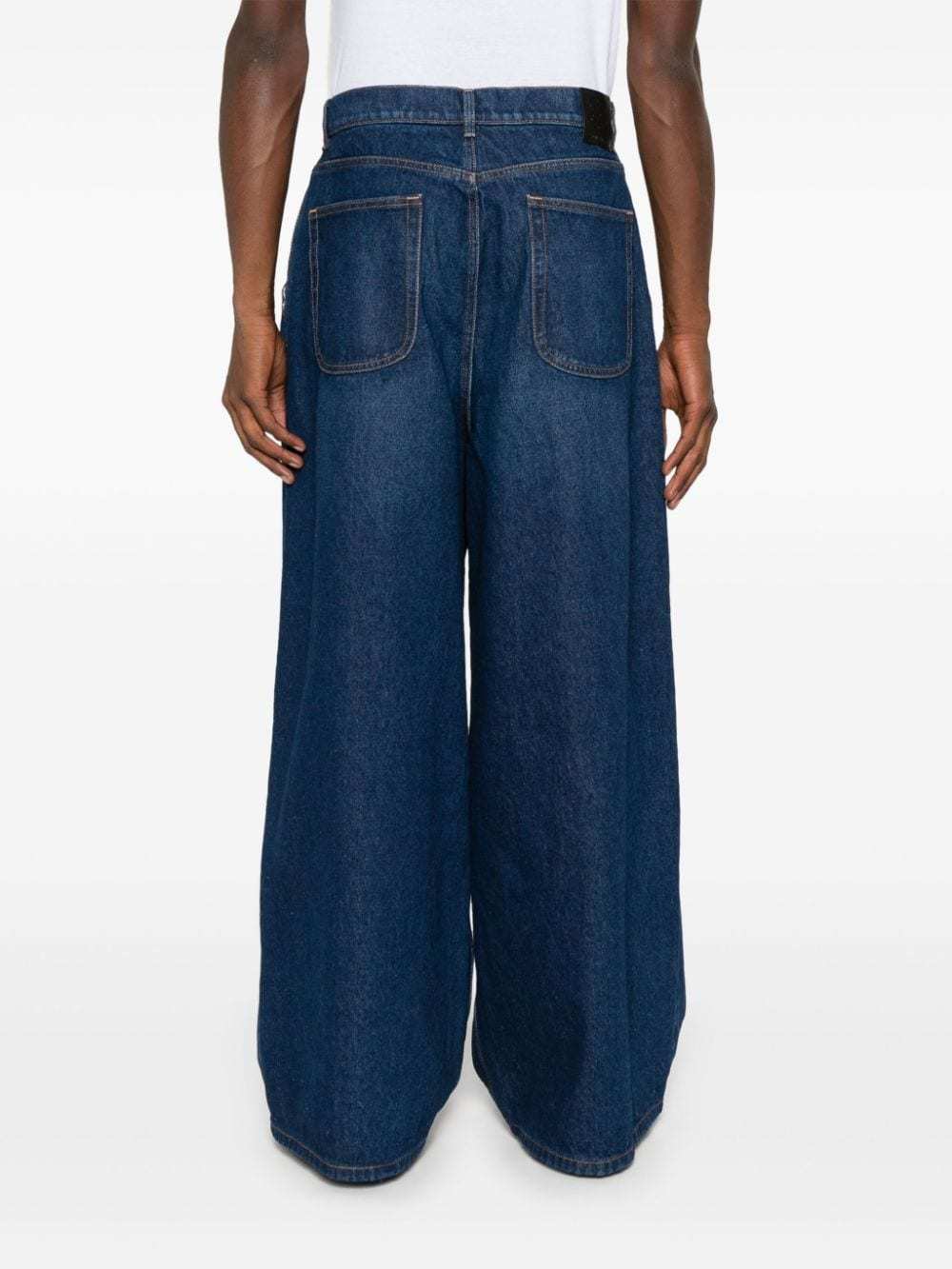 Off-white Blue Wide Denim Jeans In Blue