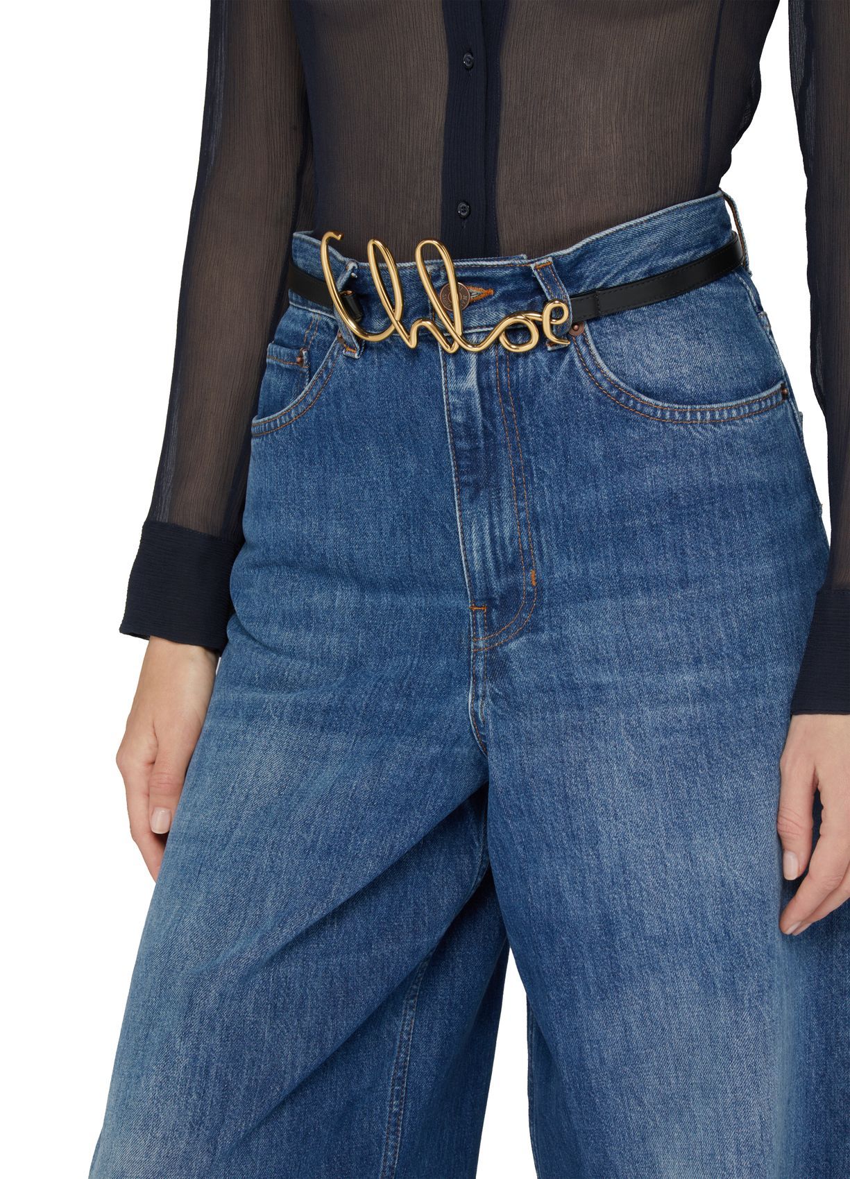 Chloé Iconic Leather Belt Gold-tone Hardware In Nude