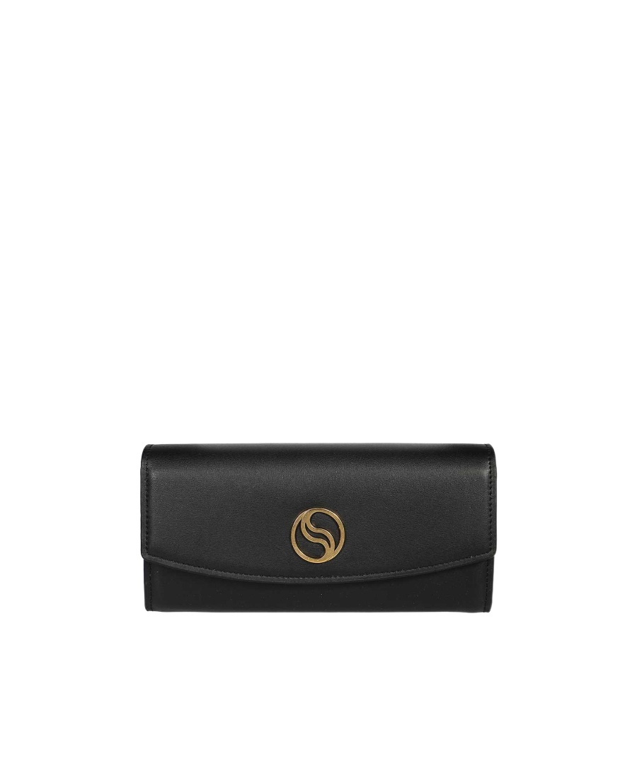 Stella Mccartney Logo-plaque Zip-up Purse In Black