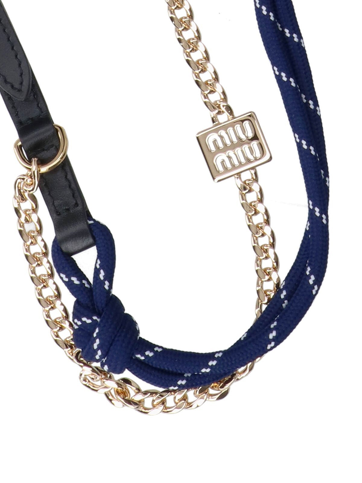 Miu Miu Leather And Rope Keyring In Blue