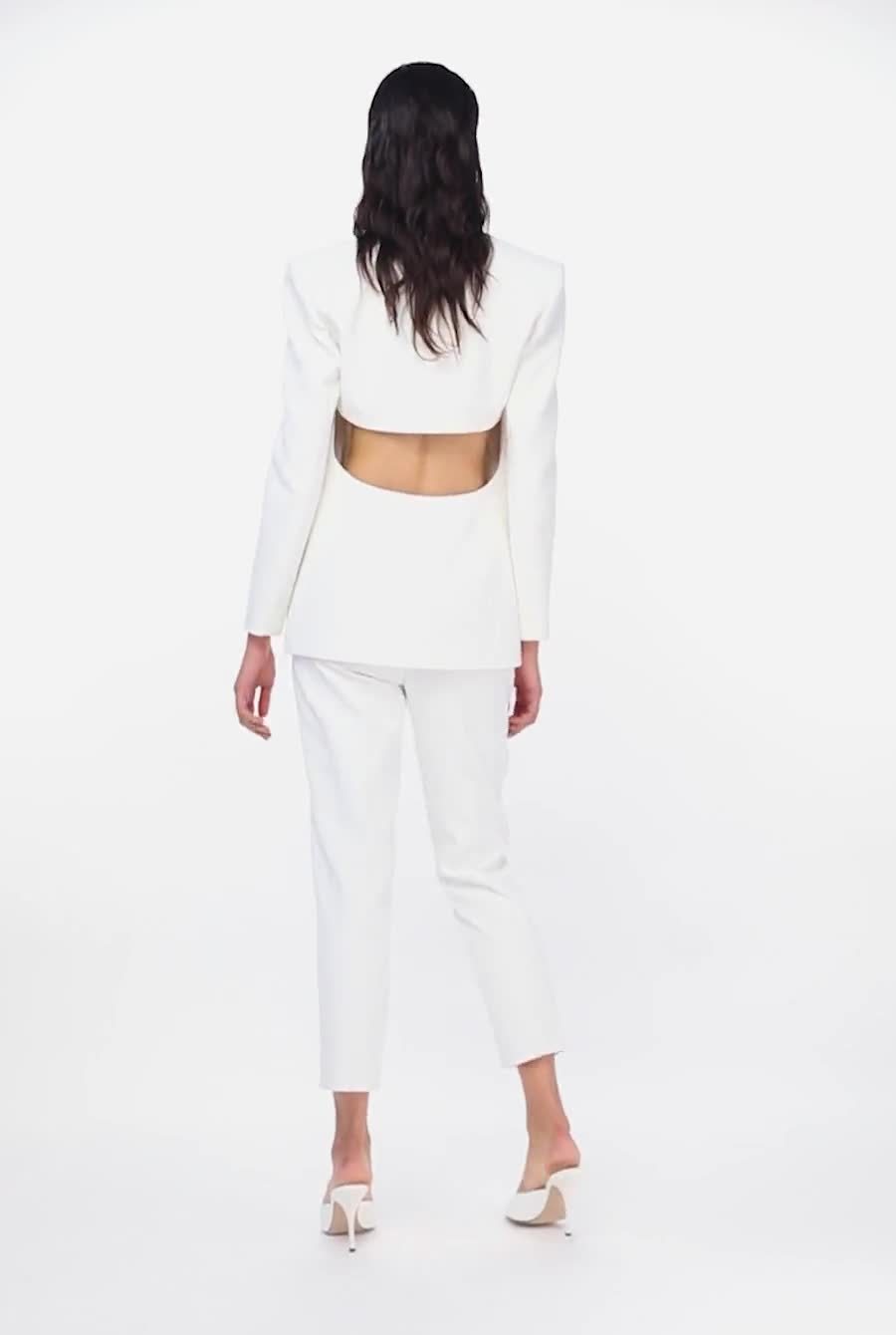 Pinko Slim-fit Trousers In Technical Stretch Crepe In White
