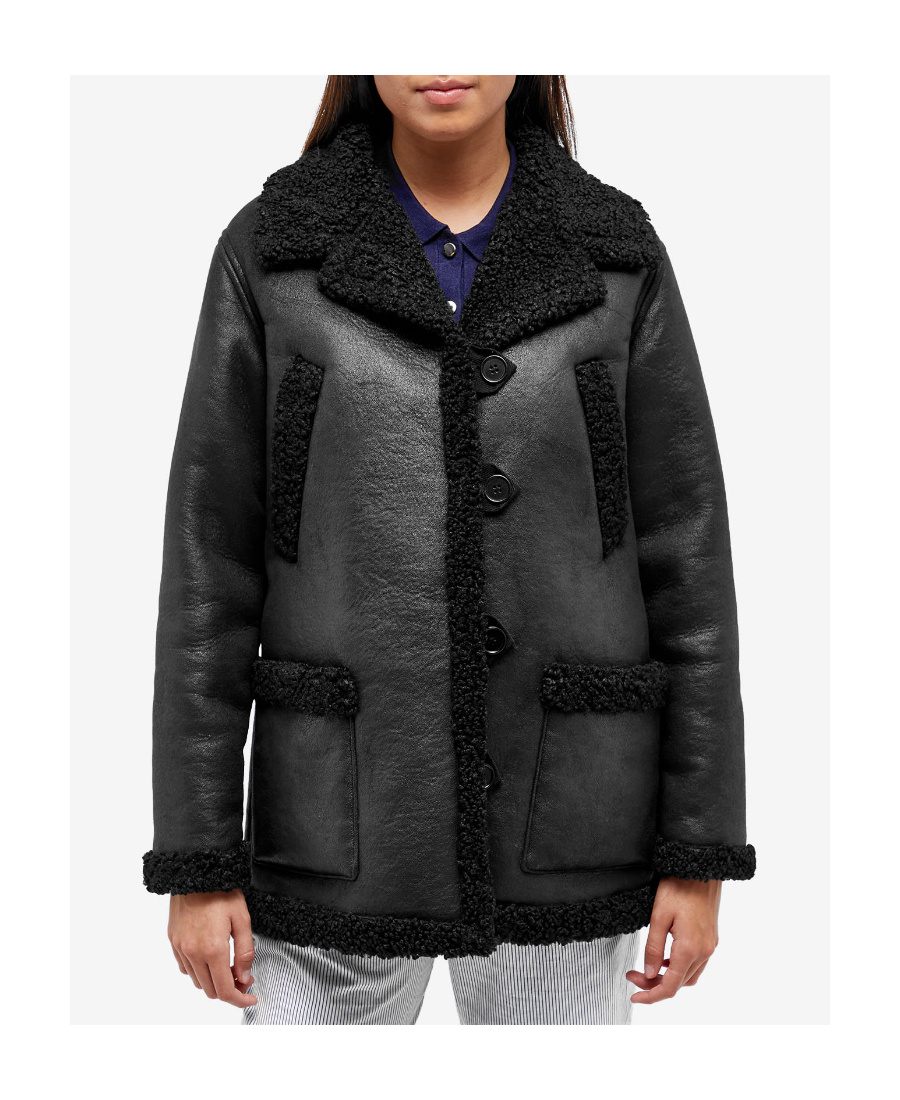 Apc Faux-leather Shearling Jacket In Black