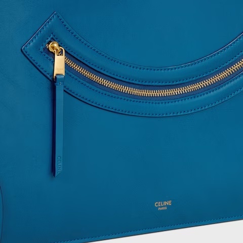 Celine Flat Cabas New Luggage In Glossy Calfskin In Blue