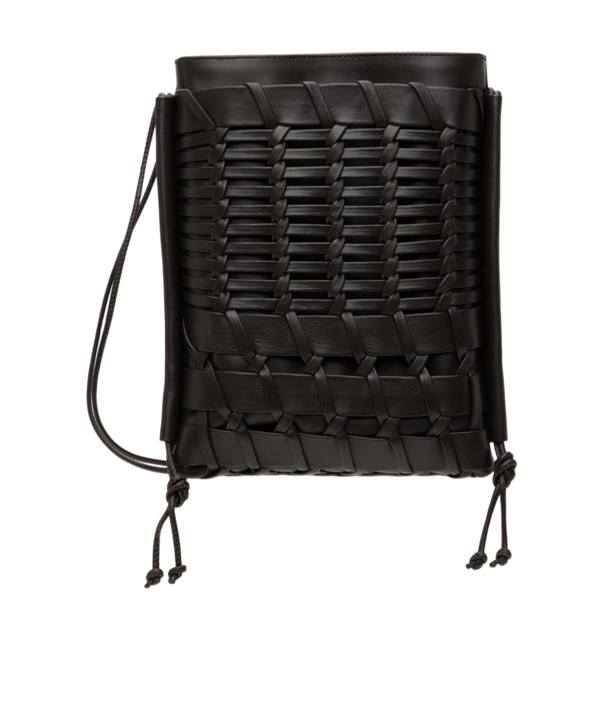 Hereu Flat Square Woven Crossbody Bag In Black