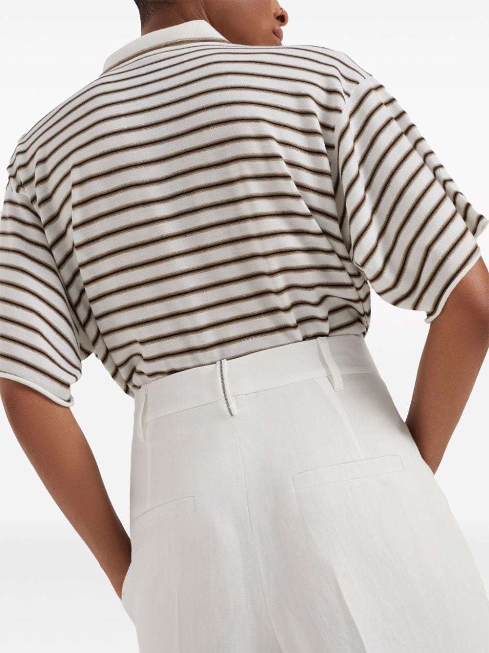 Brunello Cucinelli High-waist Cropped Trousers In White