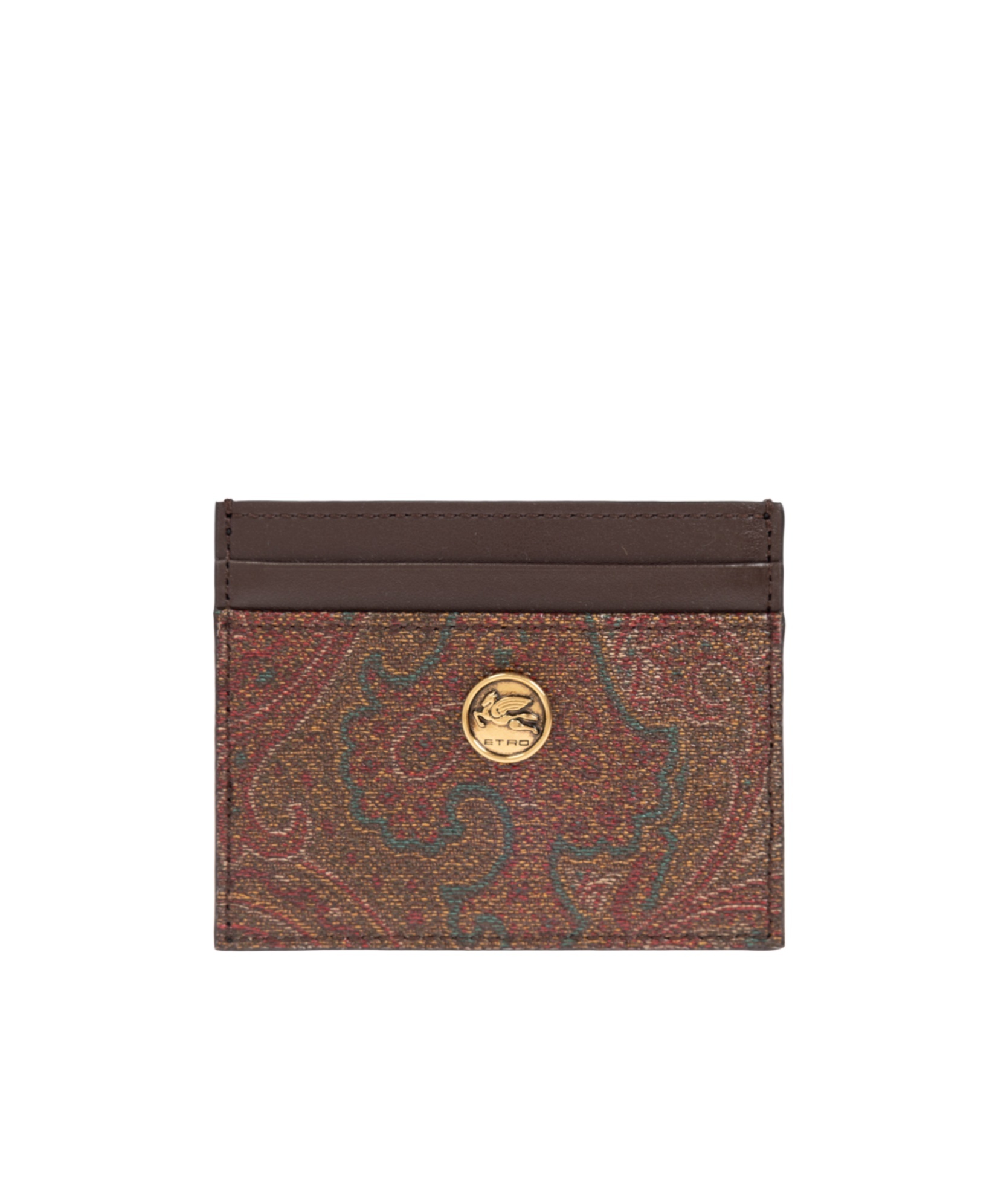 Etro Paisley Jacquard Cardholder In Brown