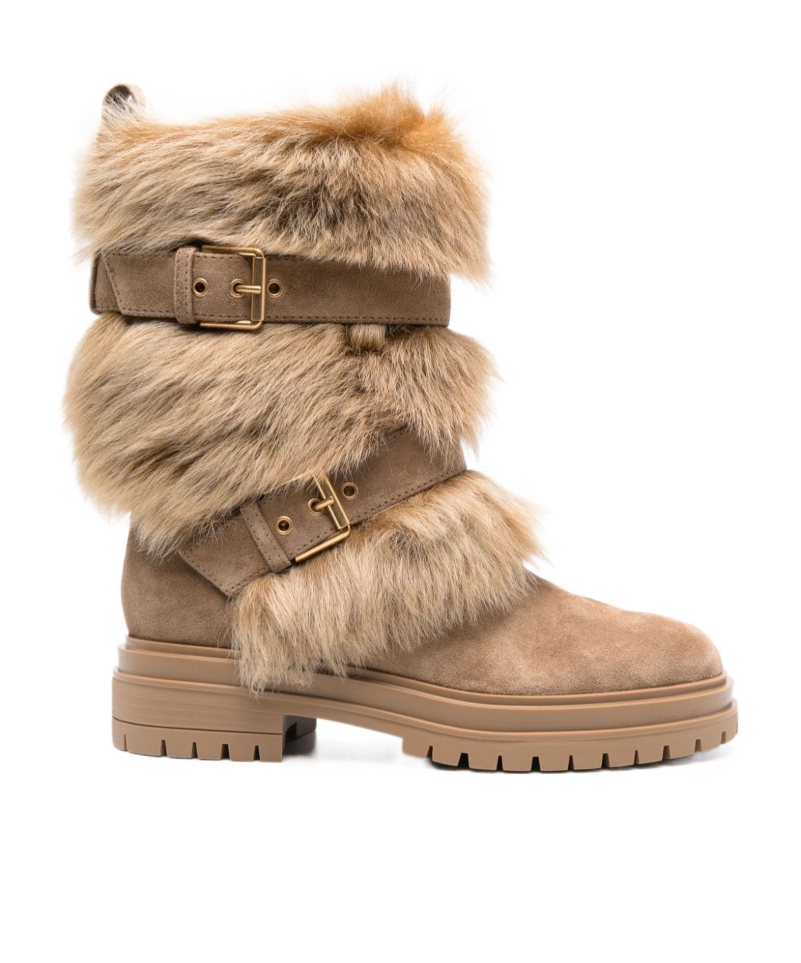 Shop Gianvito Rossi Maverick Buckle Detailed Biker Boots In Nude
