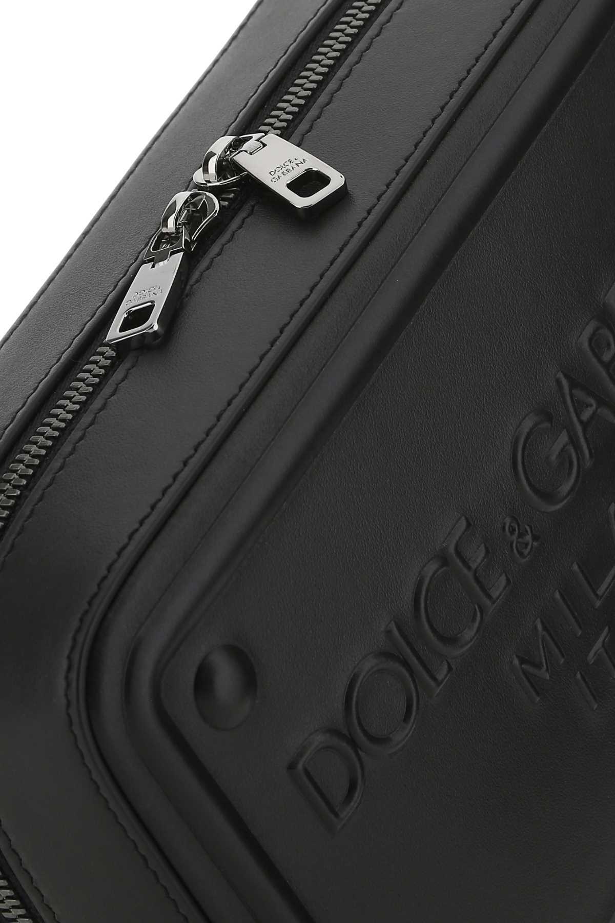 Dolce & Gabbana Logo-embossed Shoulder Bag In Black
