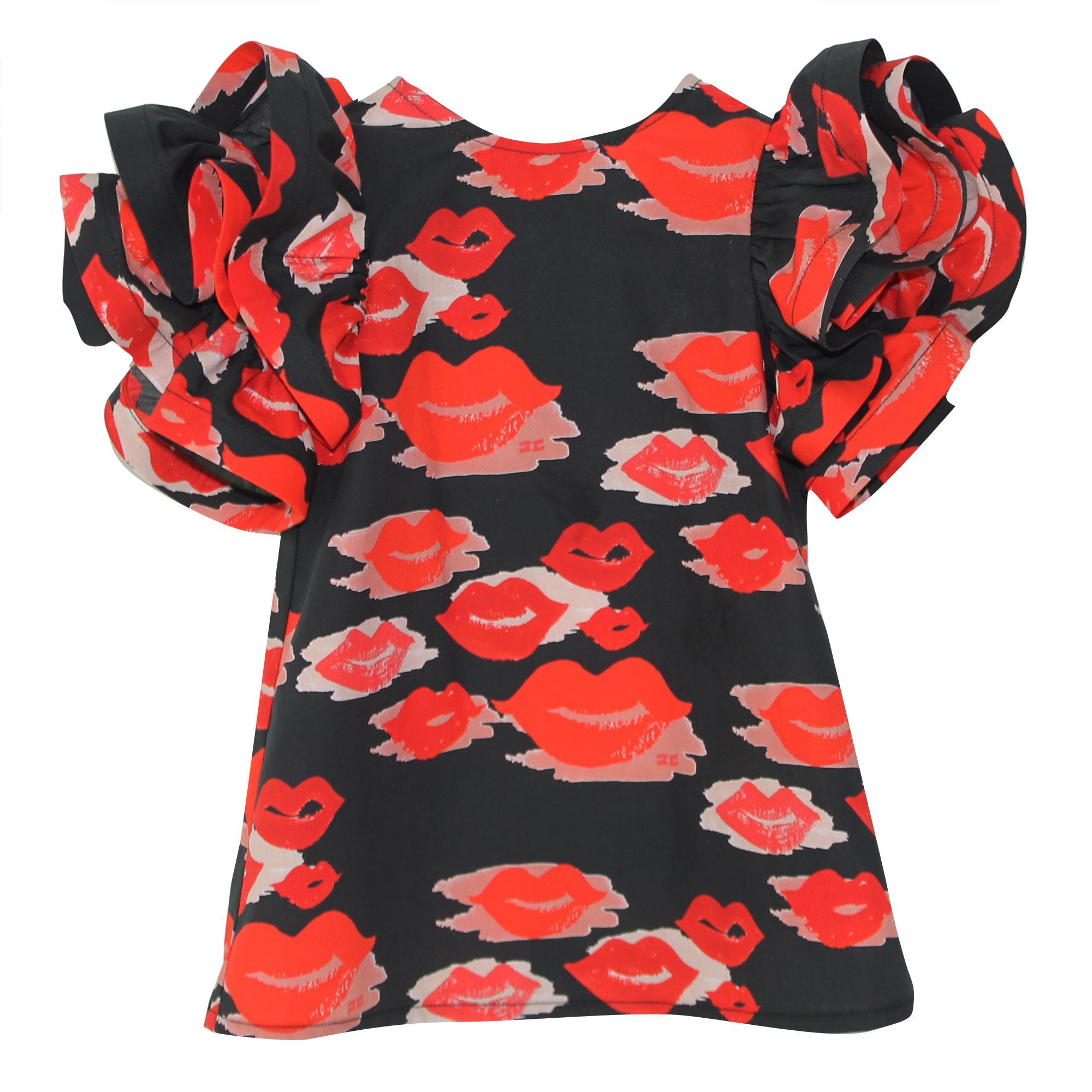 Elisabetta Franchi Umbrella-shaped Dress With Lotus Leaf Edge In Black