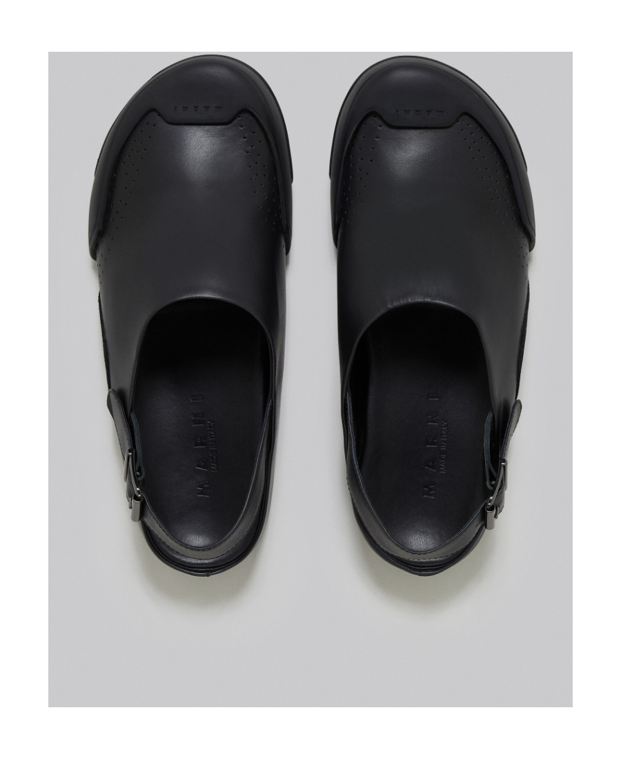 Shop Marni Black Leather And Suede Dada Sabot