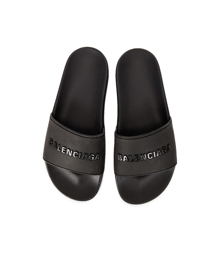 Balenciaga Logo Flip-flops In Black