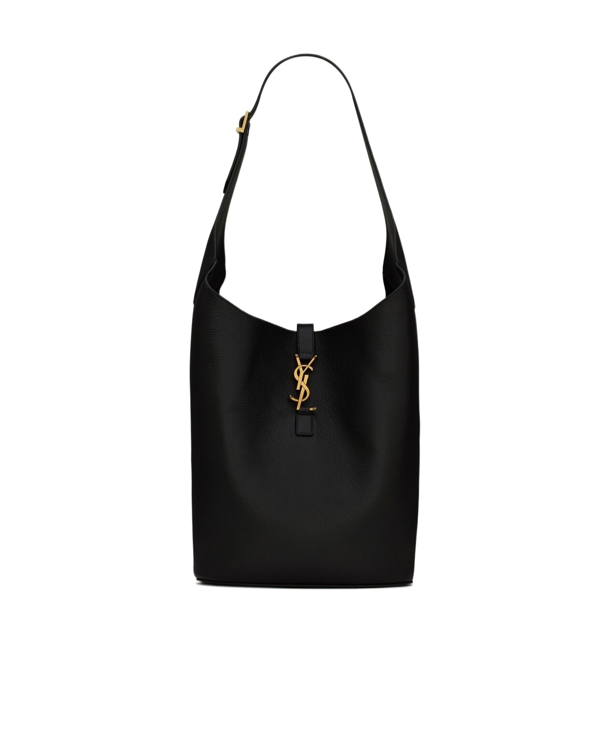 Saint Laurent Logo Hobo Bucket Bag In Black
