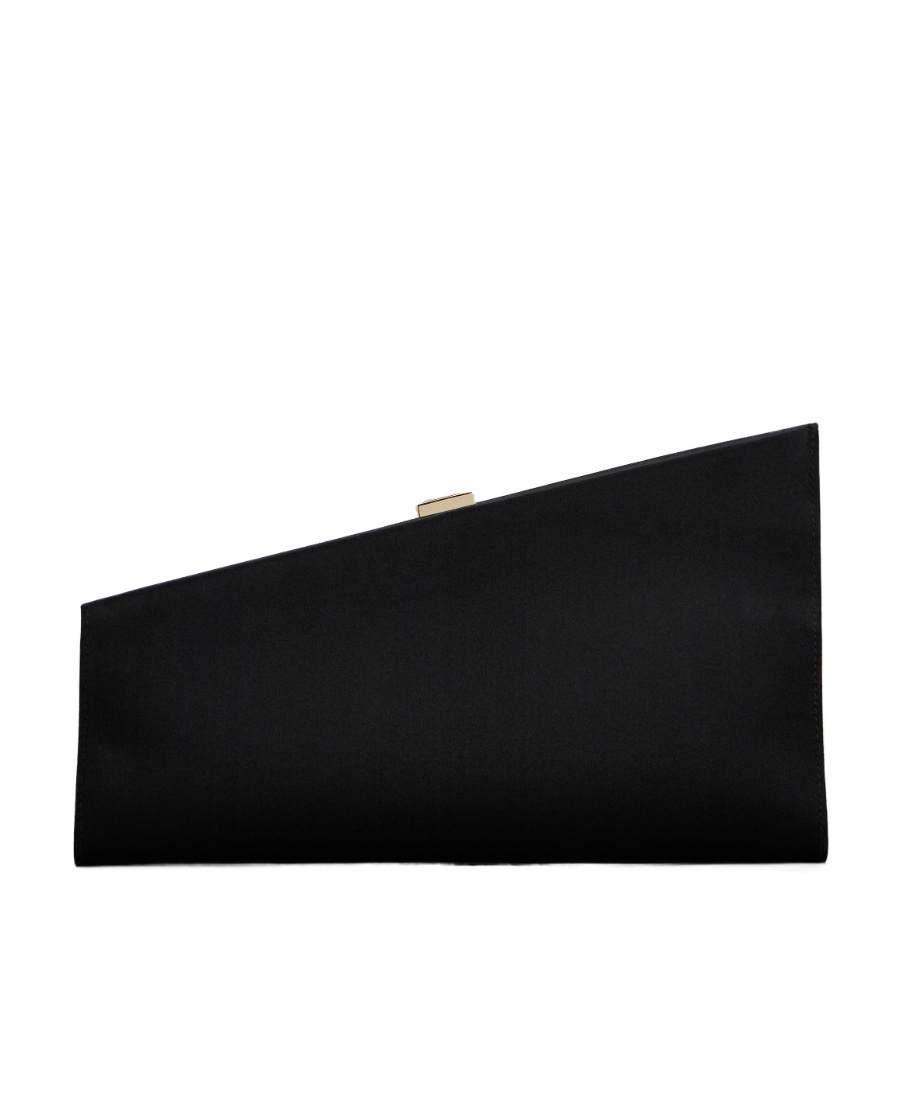 Roger Vivier Twinkle Asymmetrical Buckle Embellished Clutch Bag In Black
