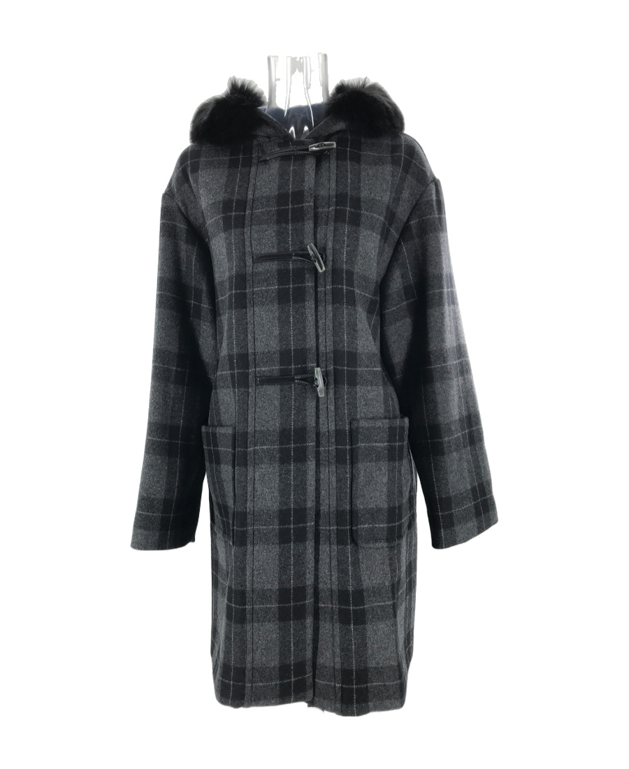 Max Mara Plaid Coat In Black