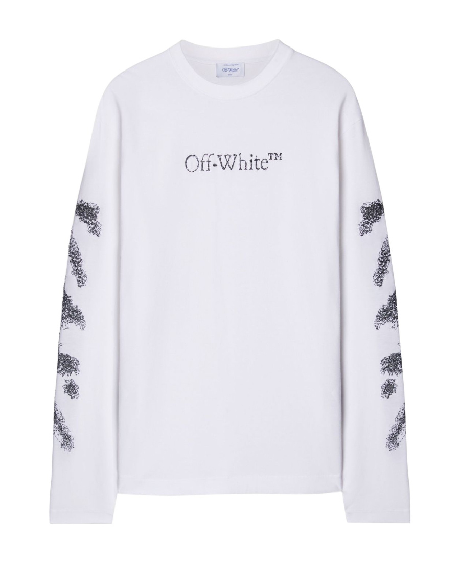 Off-white Diag-stripe Embroidered Sweatshirt In White