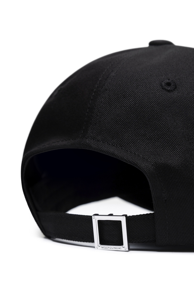 Wooyoungmi Black Embroidered Ball Cap In Black