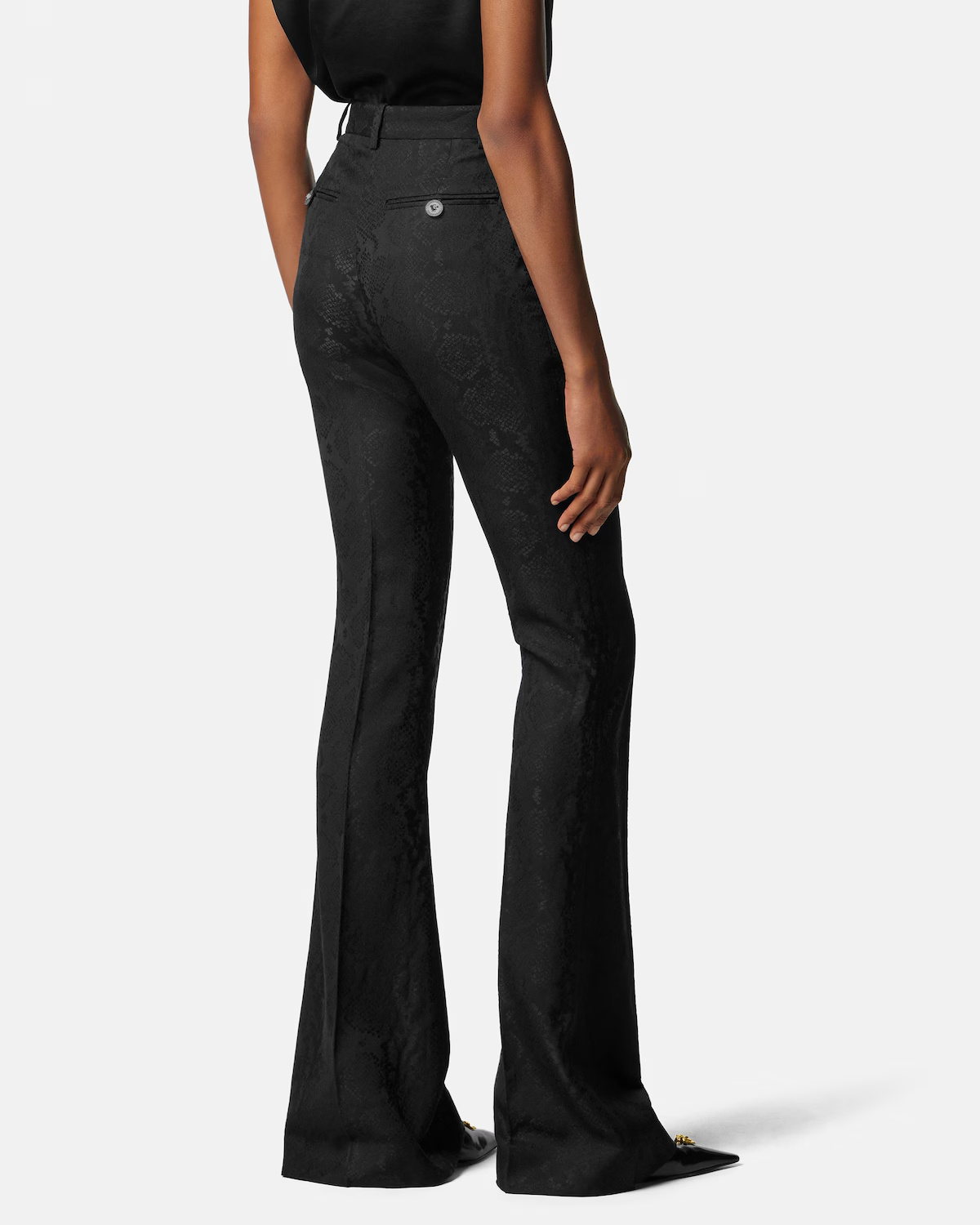 Versace Pattern-printed Creased Trousers In Black