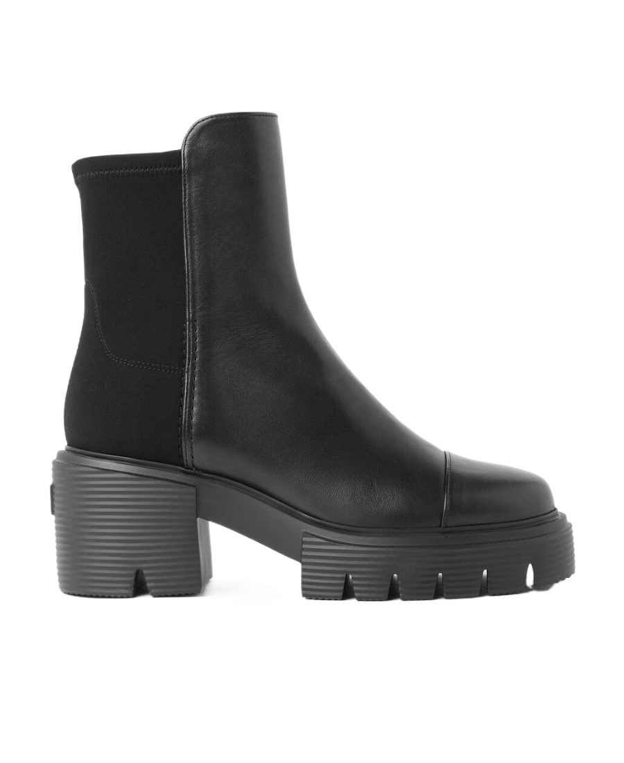 Stuart Weitzman Panelled Leather 75mm Chelsea Boots In Black