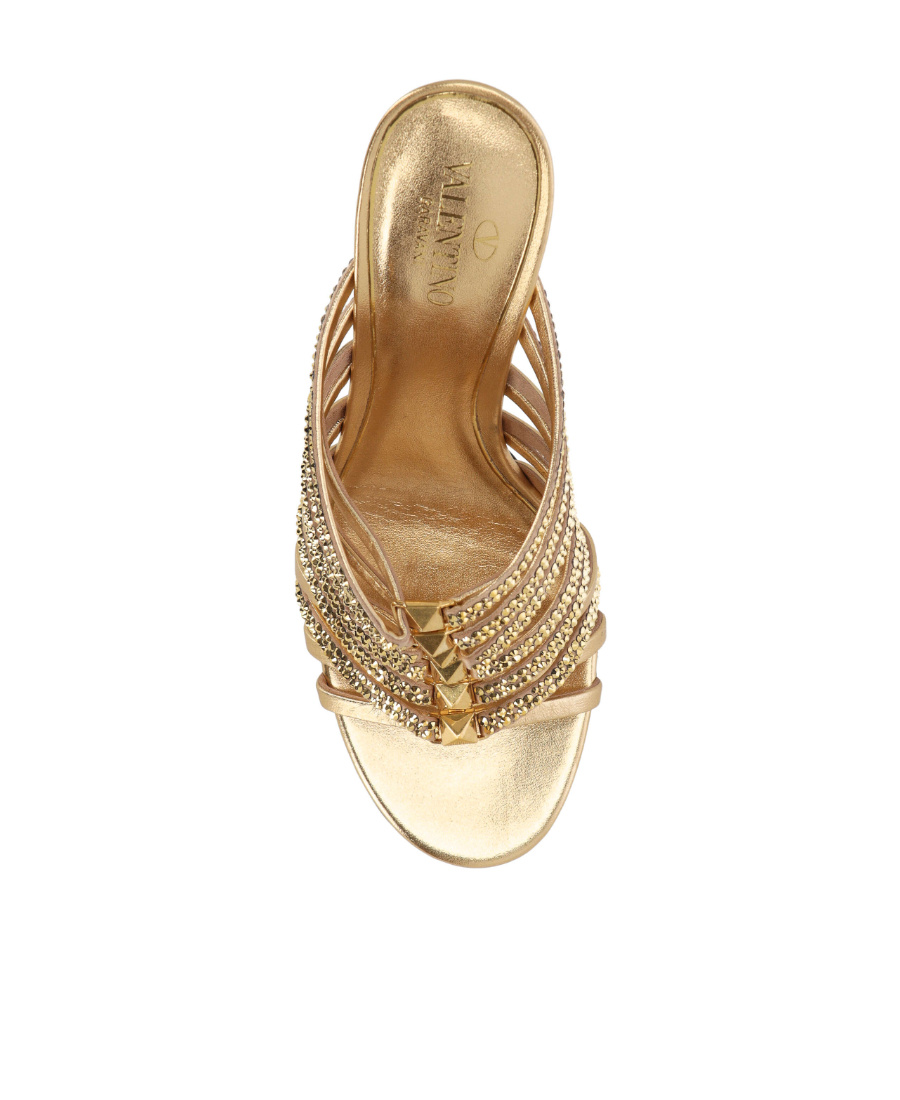 Valentino Crystal Embellishment Heeled Mules In Nude