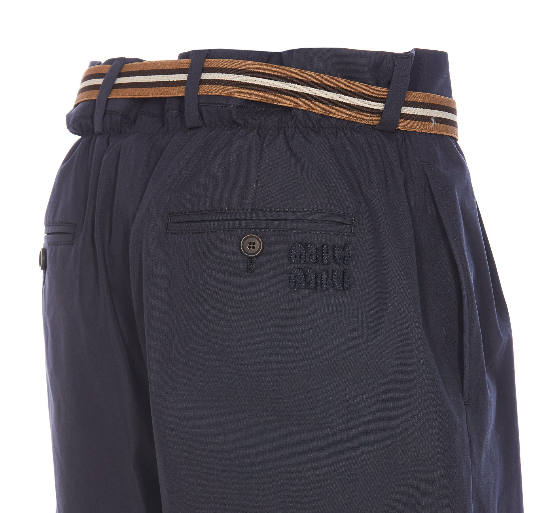 MIU MIU PANAMA COTTON PANTS WITH BELT