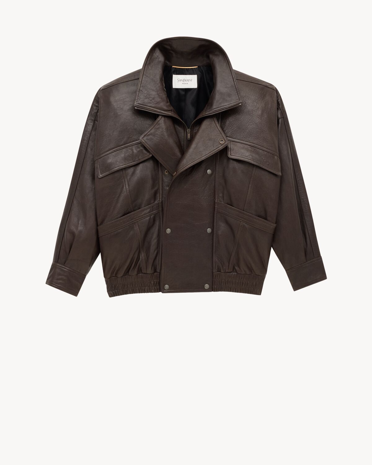 Saint Laurent Bomber Jacket In Bubbled Lambskin In Brown
